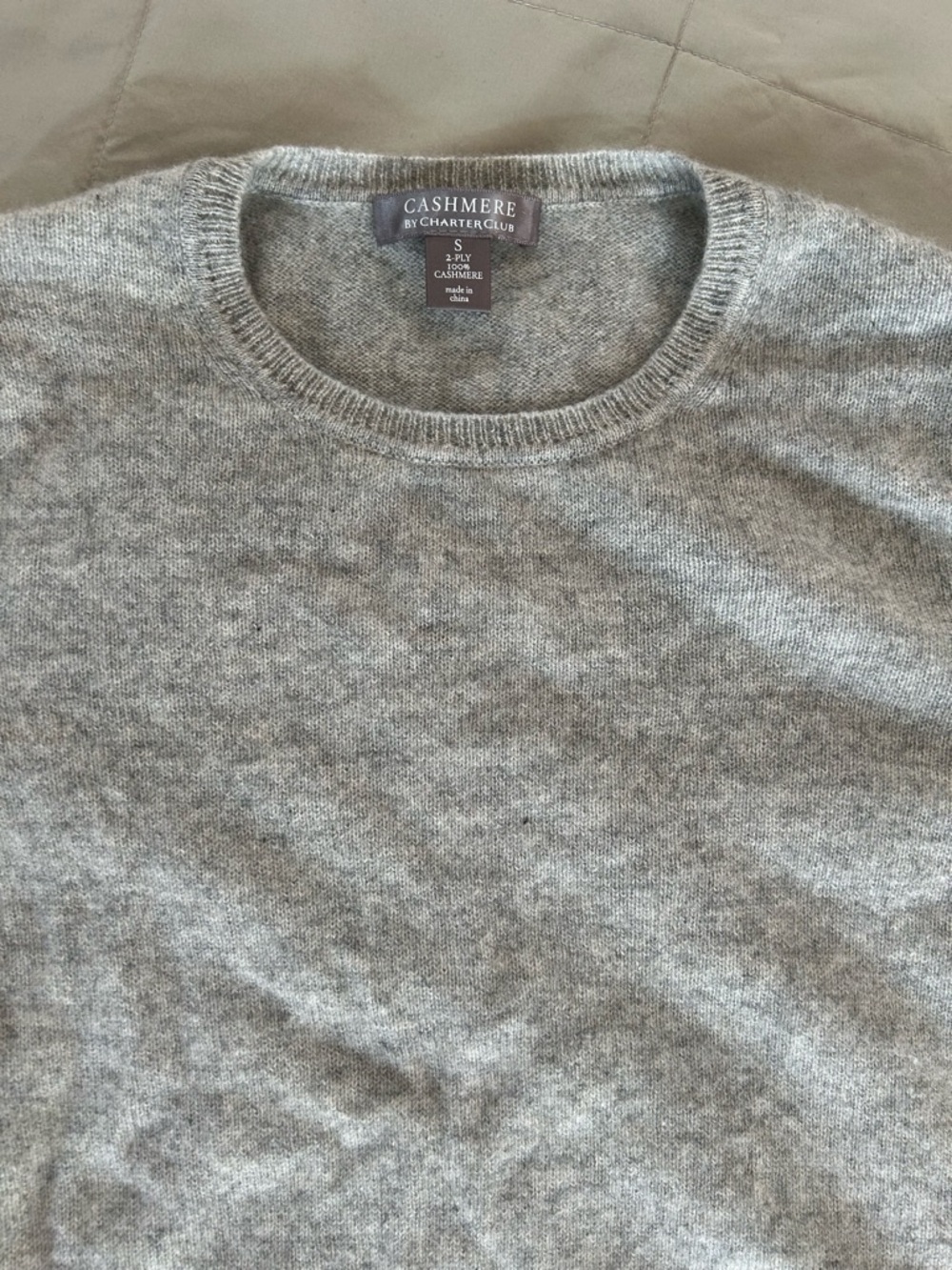 Charter Club Gray Crewneck 100% Cashmere Sweater Women’s Small, Long Sleeve - Picture 4 of 8